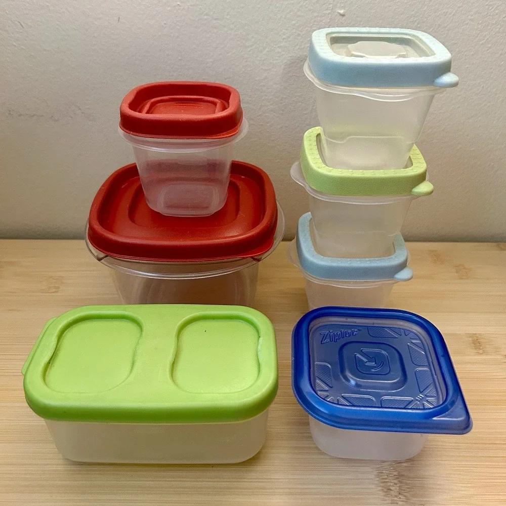 7 pc Snack Container Lot Rubbermaid Ziplock Lunch Box Food Storage Plastic